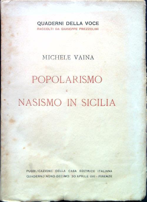 Popolarismo e nasismo in Sicilia - Michele Vaina - copertina