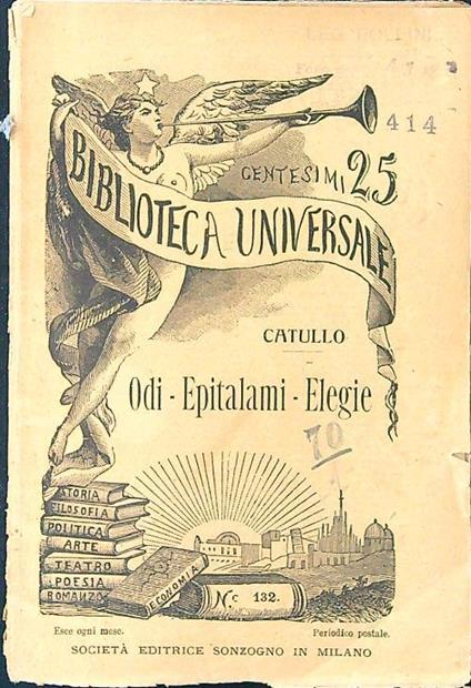 Odi - Epitalami - Elegie - G. Valerio Catullo - copertina