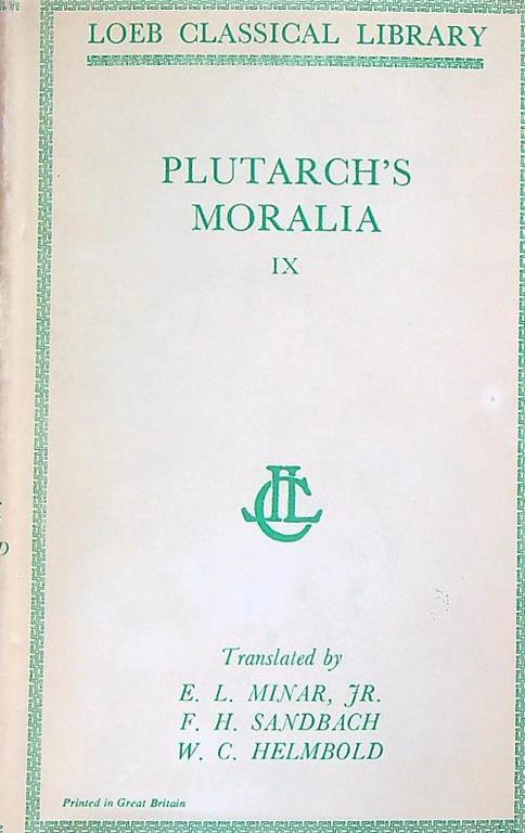 Plutarch's Moralia IX - Plutarco - copertina