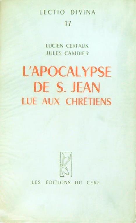 L' Apocalypse de Saint Jean lue aux chrétiens - Lucien Cerfaux - copertina