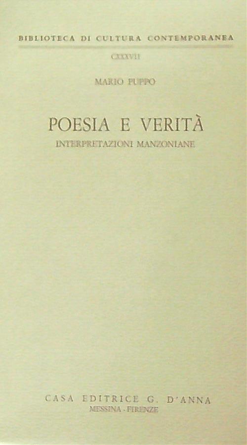 Poesia e verità. Interpretazioni manzoniane