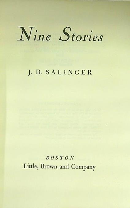 Nine stories - J. D. Salinger - copertina