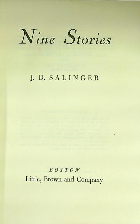 Nine stories - J. D. Salinger - copertina