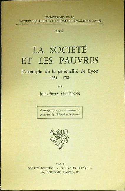 La societe' et les pauvres - copertina