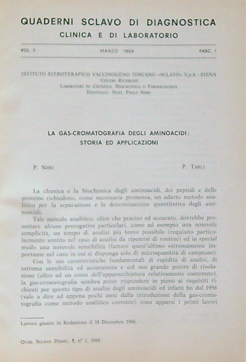 Quaderni sclavo di diagnostica 1969 - copertina