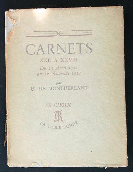 Carnets XXII a XXVIII - copertina