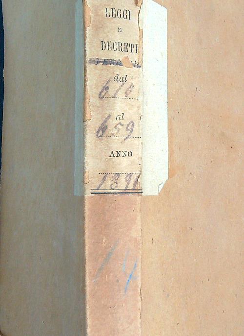 Leggi e decreti dal 610 al 659. Anno 1891 - copertina