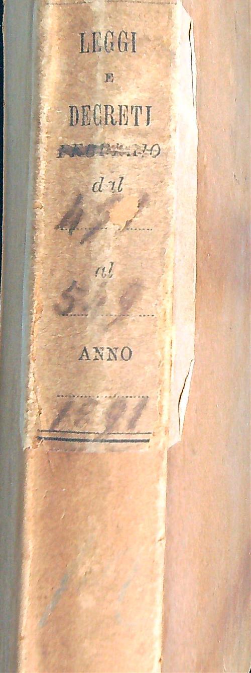 Leggi e decreti dal 491 al 549. Anno 1891 - copertina