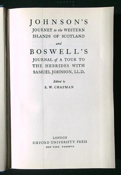 Journey to the Western Islands of Scotland - Journal of a Tour to the Hebrides - Johnson - copertina