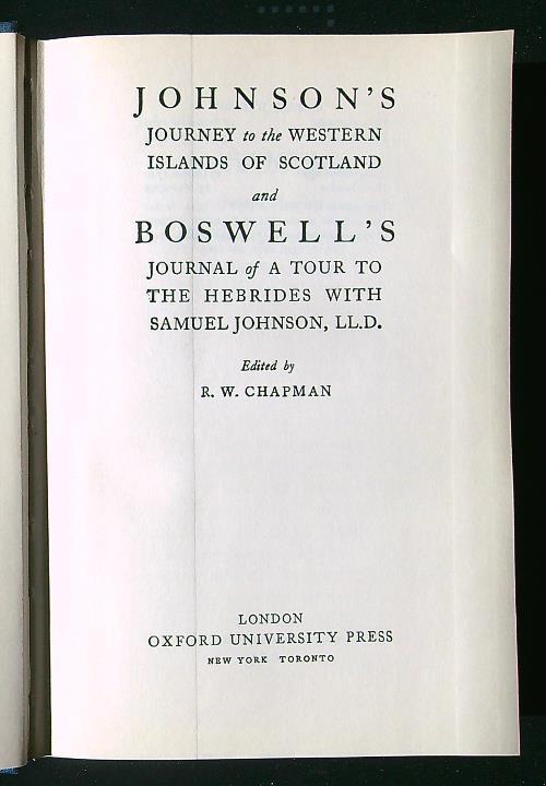 Journey to the Western Islands of Scotland - Journal of a Tour to the Hebrides - Johnson - copertina