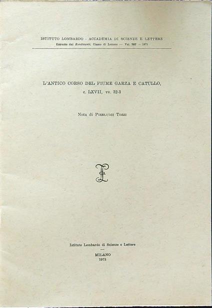 L' antico corso del fiume Garza e Catullo (estratto) - Pierluigi Tozzi - copertina