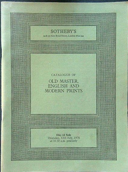 Catalogue of old master, english and modern printings - copertina