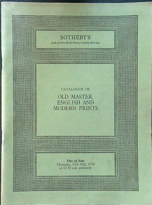 Catalogue of old master, english and modern printings - copertina