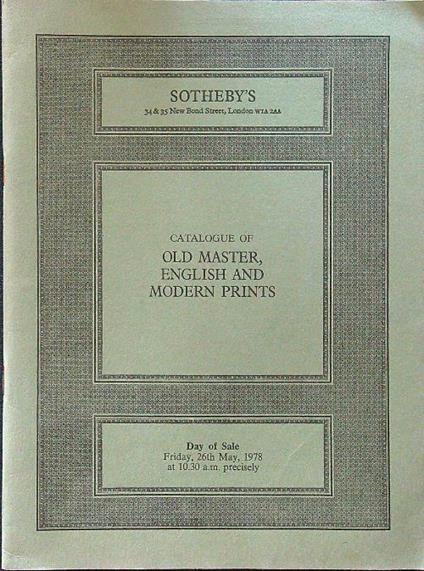 Catalogue of old master, english and modern prints - copertina