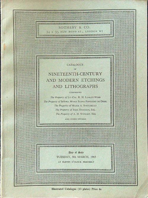 Catalogue of nineteenth-century and modern etchings and lithographs - copertina