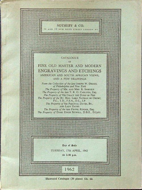 Catalogue of fine old master and modern engravings and etchings - copertina
