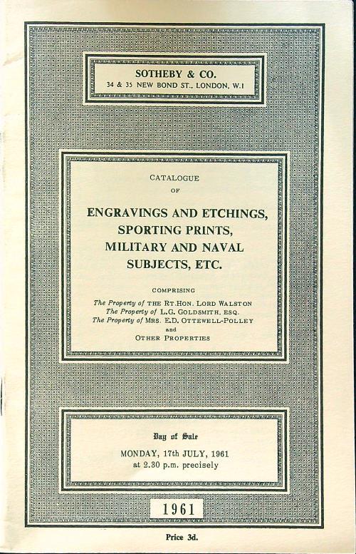 Catalogue of engravings and etchings, sporting prints, military and naval objects, etc.