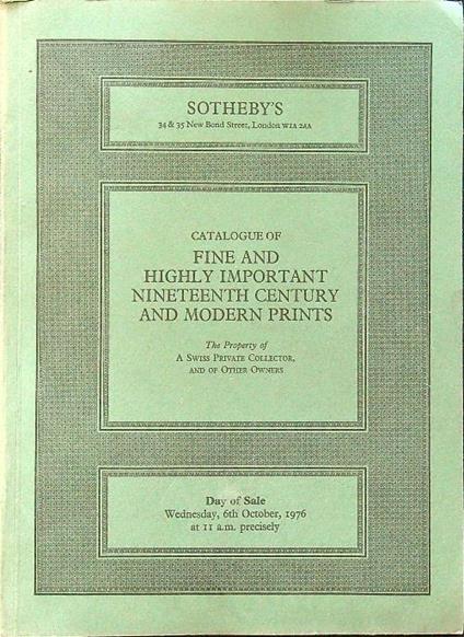 Catalogue of fine and highly important nineteenth century and modern prints - copertina