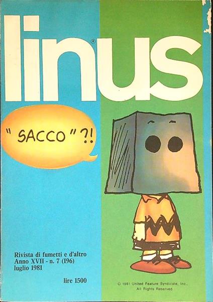 Linus n. 7/ luglio 1981 - copertina