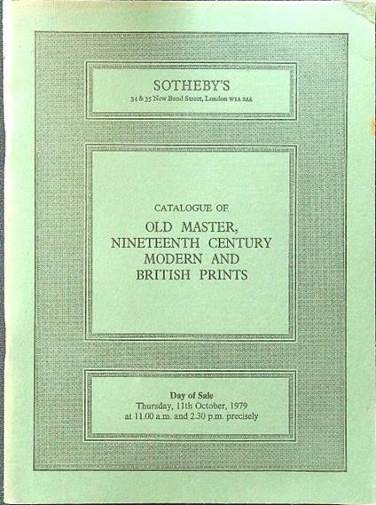 Catalogue of old master, nineteenth century modern and british prints - copertina