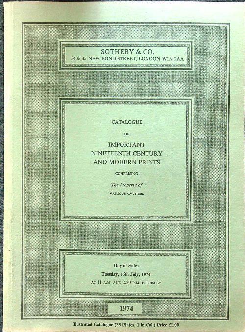 Catalogue of important nineteenth-century and modern prints