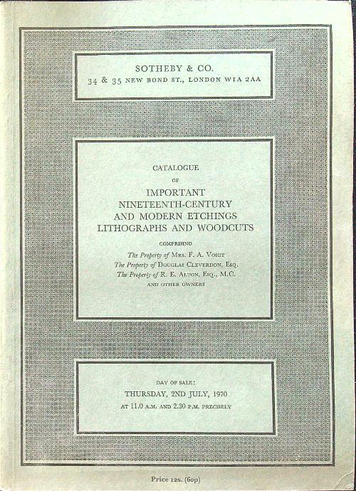 Catalogue of important nineteenth-century and modern etchings lithographs and woodcuts - copertina