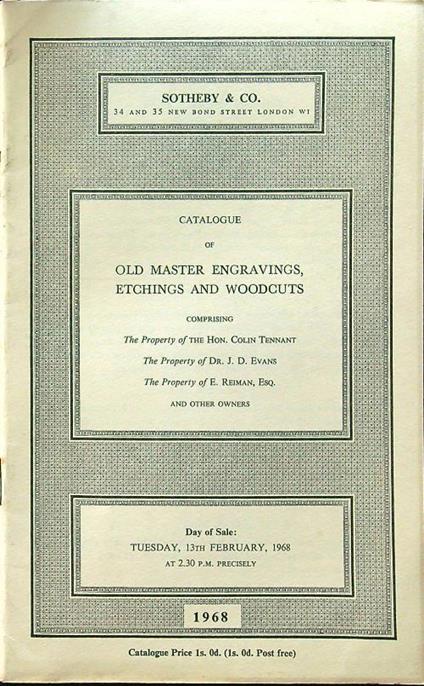 Catalogue of old master engravings, etchings and woodcuts - copertina