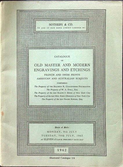 Catalogue of old master and modern engravings and etchings - copertina