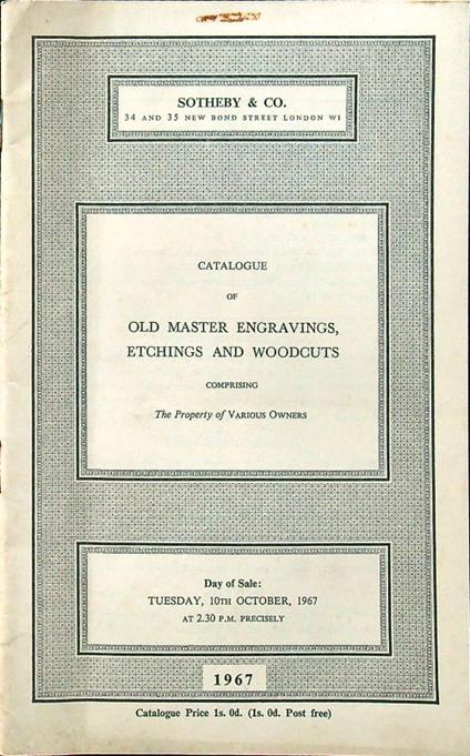 Catalogue of old master engravings, etchings and woodcuts - copertina