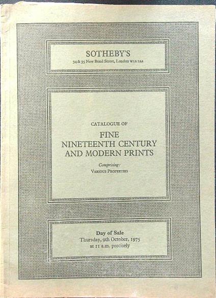 Catalogue of fine nineteenth century and modern prints - copertina