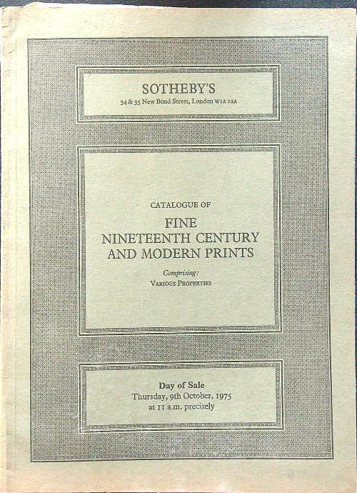 Catalogue of fine nineteenth century and modern prints - copertina