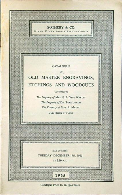 Catalogue of old master engravings, etchings and woodcuts - copertina
