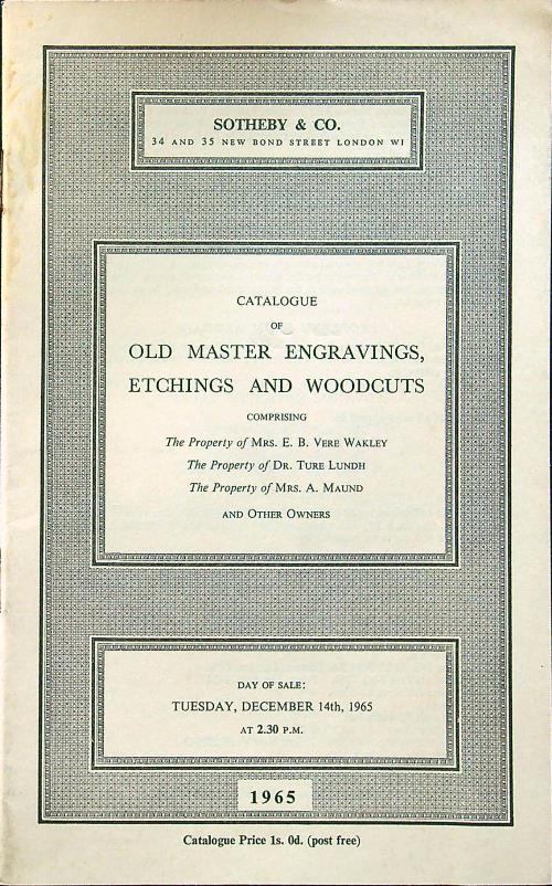 Catalogue of old master engravings, etchings and woodcuts