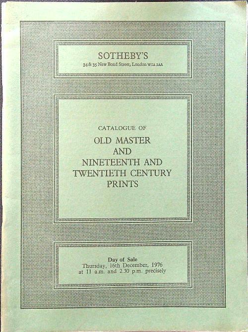 Catalogue of old master and nineteenth and twentieth century prints