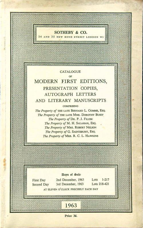 Catalogue of modern first editions