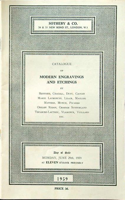 Catalogue of modern engravings and etchings - copertina