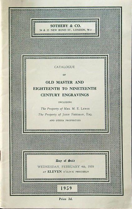 Catalogue of old master and eighteenth to nineteenth century engravings - copertina
