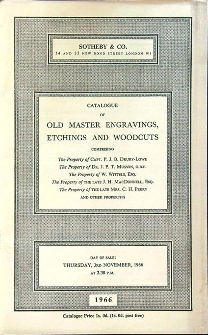 Catalogue of master engravings, etchings and woodcuts - copertina