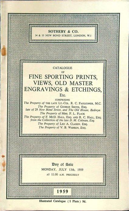Catalogue of modern etchings, engravings and lithographs - copertina