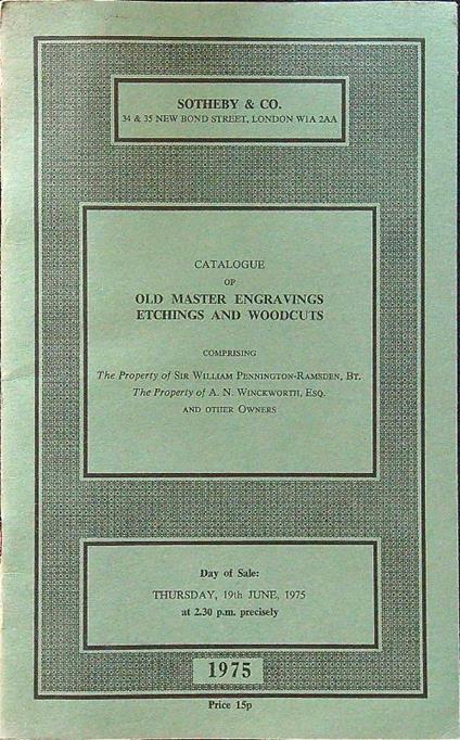 Catalogue of old master engravings etchings and woodcuts - copertina