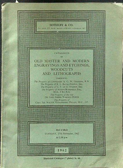 Catalogue of old master and modern engravings and etchings, woodcuts adn lithographs - copertina