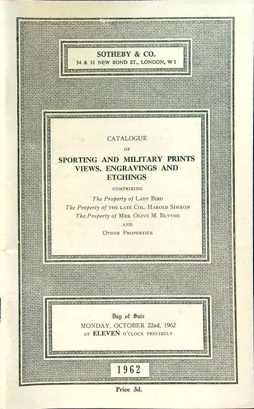 Catalogue of sporting and military prints views, engravings and etchings - copertina