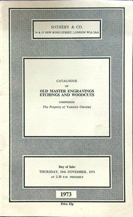 Catalogue of old master engravings etchings and woodcuts - copertina