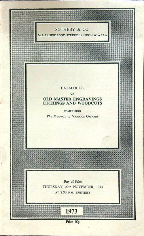 Catalogue of old master engravings etchings and woodcuts