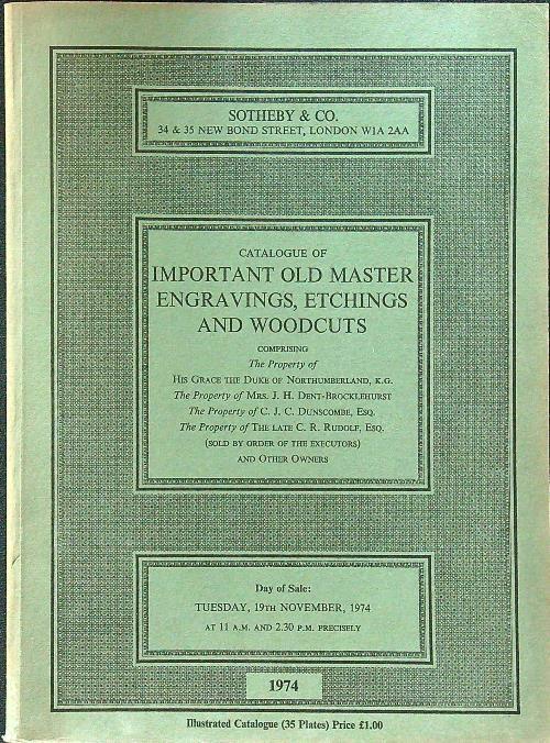 Catalogue of important old master engravings, etchings and woodcuts