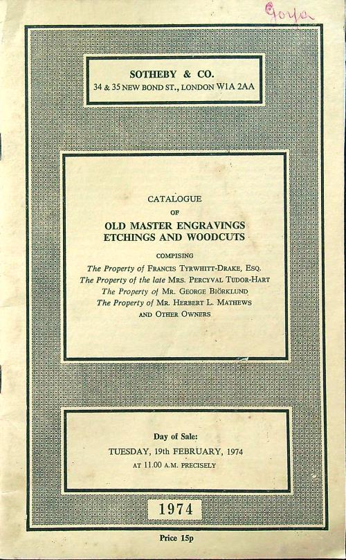 Catalogue of old master engravings etchings and woodcuts
