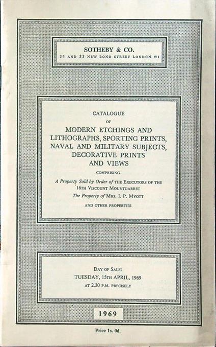 Catalogue of modern etchings and lithographs, sporting prints, naval and military subjects - copertina