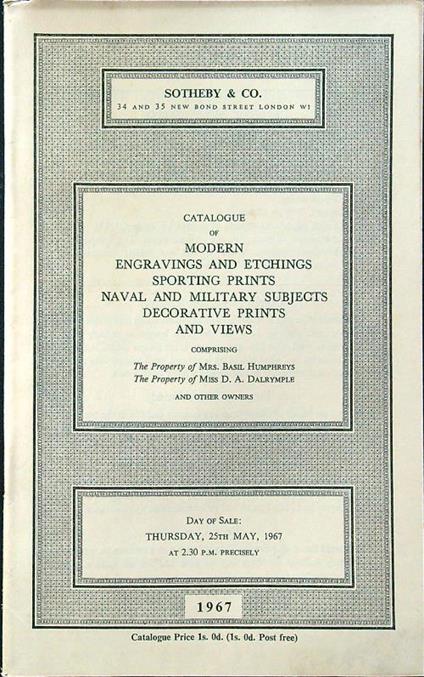 Catalogue of modern engravings and etchings sporting prints naval and military - copertina