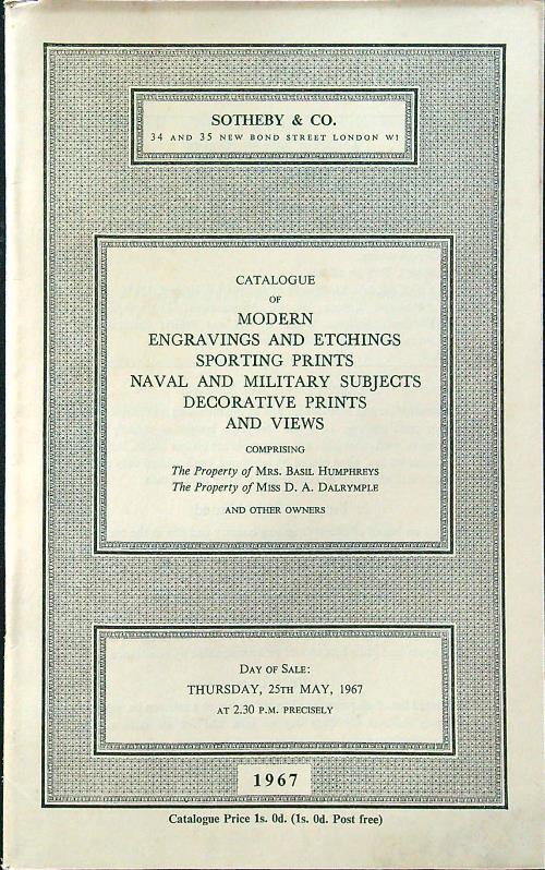 Catalogue of modern engravings and etchings sporting prints naval and military - copertina
