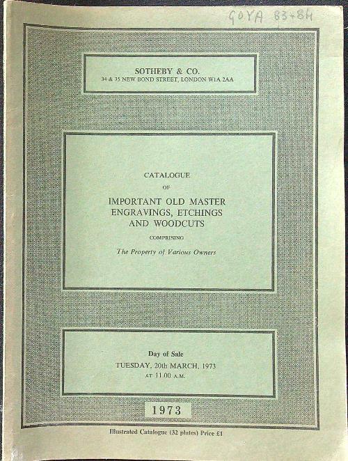 Catalogue of important old master engravings, etchings and woodcuts
